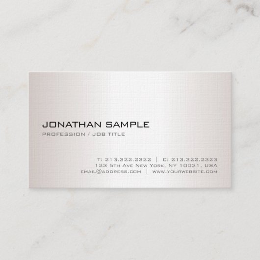 Trendy Faux Silver Modern Elegant Plain Luxury Visitekaartje (Voorkant)