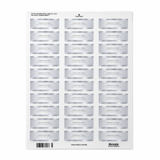 Trendy Faux Silver Modern Simple Elegant Sjabloon Etiket (Full Sheet)