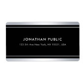 Trendy Faux Silver Zwart Moderne Glamour Verzendin Etiket (Voorkant)