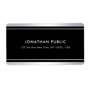 Trendy Faux Silver Zwart Moderne Glamour Verzendin Etiket