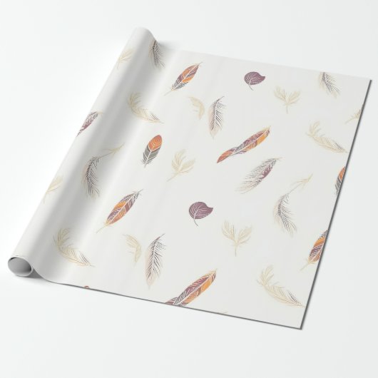 Trendy Feathers Luxe Boho Collectie Cadeaupapier (Uitgerold)