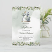 Trendy feestelijke taart gouden kruisduif Doop Kaart (Staand voorkant)