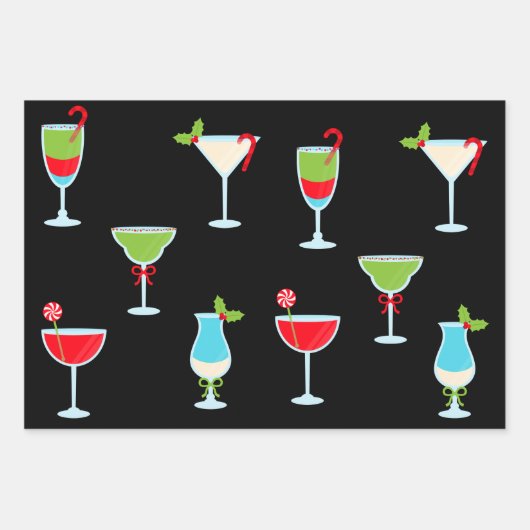 Trendy feestelijke vakantie Cocktail Party Kerstmi Inpakpapier Vel (Voorkant 2)