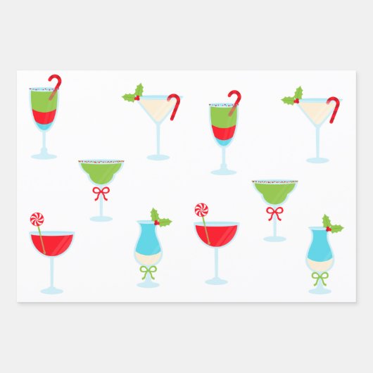 Trendy feestelijke vakantie Cocktail Party Kerstmi Inpakpapier Vel (Voorkant)
