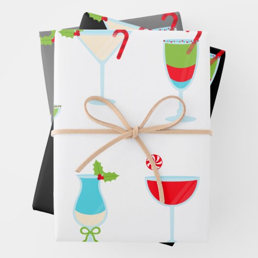 Trendy feestelijke vakantie Cocktail Party Kerstmi Inpakpapier Vel (In situ)