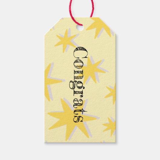 Trendy felicitatie mosterd achtergrond Retro Cadeaulabel (Voorkant)