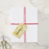 Trendy felicitatie mosterd achtergrond Retro Cadeaulabel (Met Touw)