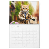 : Trendy Feline Avontuur: Kat in trenchcoat op B Kalender (Jan 2026)