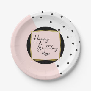 Trendy Feminine Confetti Stippen Birthday Party Papieren Bordje