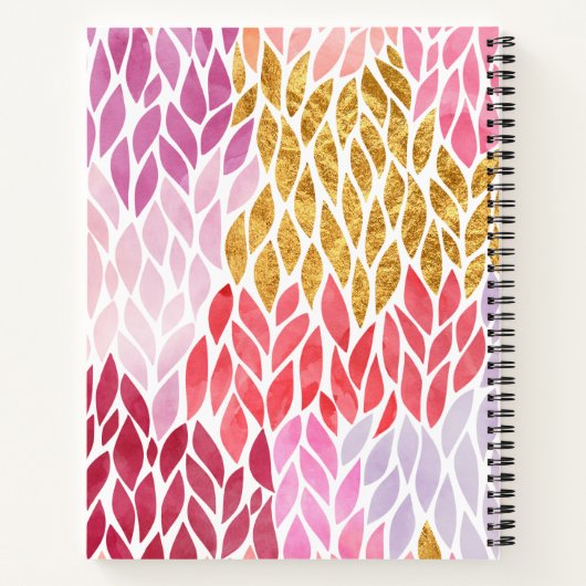 Trendy Feminine Faux Gold Waterverf Pattern Girly Notitieboek (Achterkant)