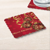 Trendy Festive Red- en gouden kerstversieringen Kartonnen Onderzetters (Gebogen)