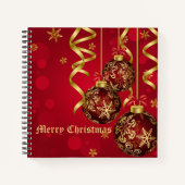 Trendy Festive Red- en gouden kerstversieringen Notitieboek (Voorkant)