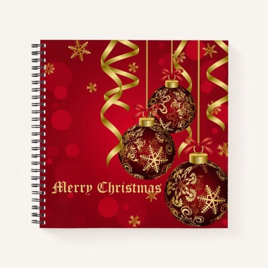 Trendy Festive Red- en gouden kerstversieringen Notitieboek (Voorkant)