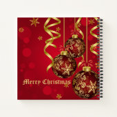 Trendy Festive Red- en gouden kerstversieringen Notitieboek (Achterkant)