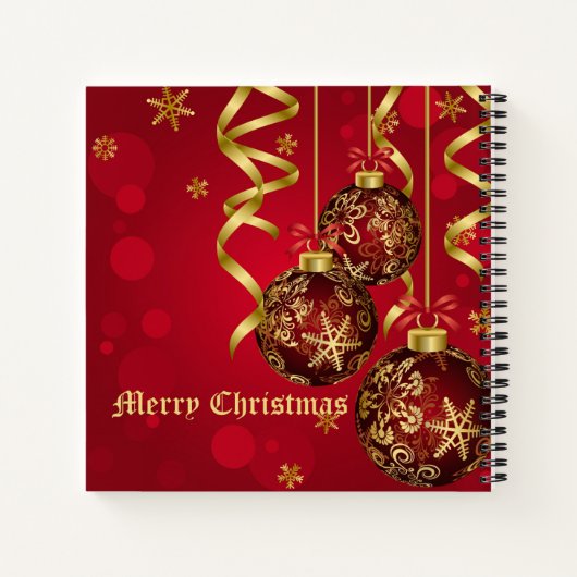 Trendy Festive Red- en gouden kerstversieringen Notitieboek (Achterkant)