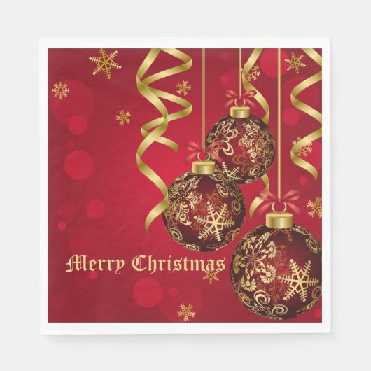 Trendy Festive Red- en gouden kerstversieringen Servetten (Voorkant)