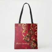 Trendy Festive Red- en gouden kerstversieringen Tote Bag (Voorkant)