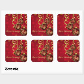 Trendy Festive Red- en gouden kerstversieringen Vierkante Sticker (Vel)