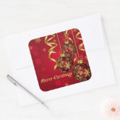 Trendy Festive Red- en gouden kerstversieringen Vierkante Sticker (Envelop)