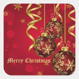 Trendy Festive Red- en gouden kerstversieringen Vierkante Sticker