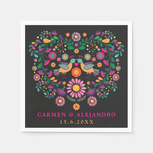 Trendy Fiesta Mexicaanse bloem patroon bruiloft pa Servet (Voorkant)