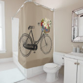Trendy fietsenfiets, taupe Shower gordtain Douchegordijn (In situ)