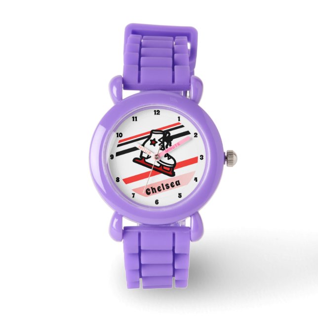 Trendy Figuur Skating Girl Schaatsen Persoonlijk R Horloge (Voorkant)