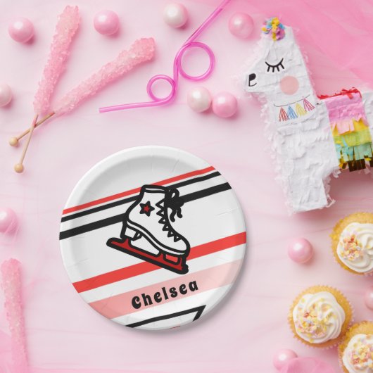 Trendy Figuur Skating Girl Schaatsen Persoonlijk R Papieren Bordje (Feest)