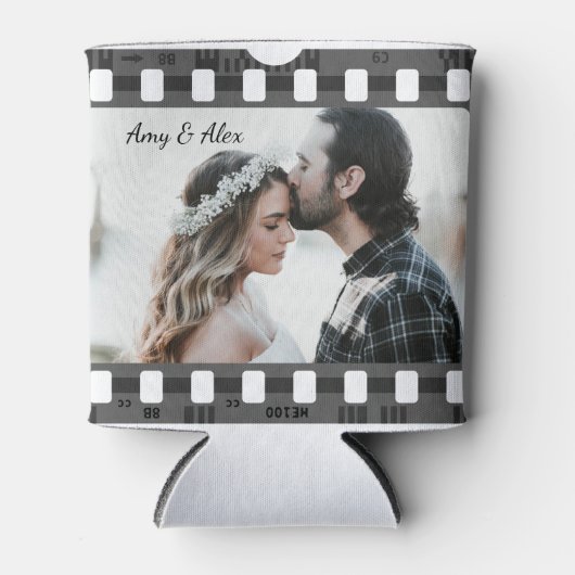 Trendy Film Reel Movie Persoonlijk Afbeelding Lijs Blikjeskoeler (Voorkant)