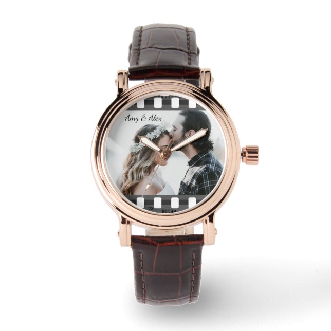 Trendy Film Reel Movie Persoonlijk Afbeelding Lijs Horloge (Voorkant)