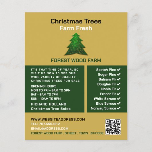 Trendy Fir Tree Design, kerstboomverkoop Flyer (Voorkant)