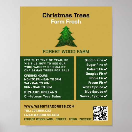 Trendy Fir Tree Design, kerstboomverkoop Poster (Voorkant)