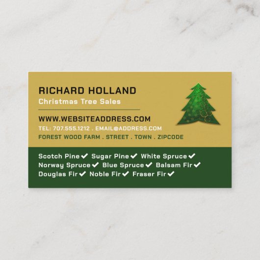 Trendy Fir Tree Design, kerstboomverkoop Visitekaartje (Achterkant)