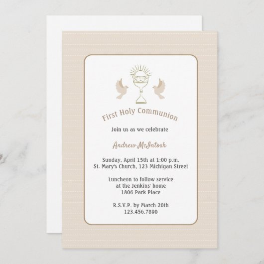 Trendy First Community Tan Stripes with Chalice Kaart (Voorkant / Achterkant)