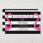 Trendy Flamingo Afstuderen uitnodiging (Voorkant / Achterkant)