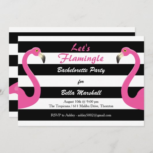 Trendy Flamingo Bachelorette Party uitnodiging (Voorkant / Achterkant)