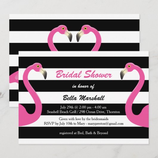 Trendy Flamingo Bridal Shower Uitnodiging (Voorkant / Achterkant)