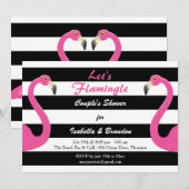 Trendy Flamingo Couple's Douche Uitnodiging (Voorkant / Achterkant)