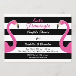 Trendy Flamingo Couple's Douche Uitnodiging