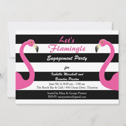 Trendy Flamingo Engagement Party Kaart (Voorkant)