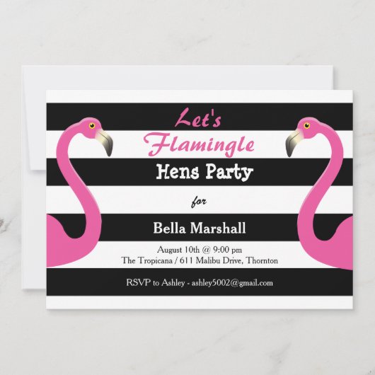 Trendy Flamingo Hens Party Invitation Kaart (Voorkant)