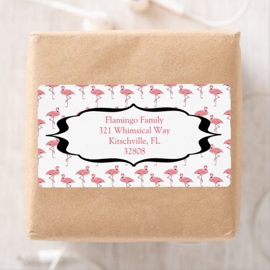 Trendy Flamingo Patroon Etiket (Insitu)