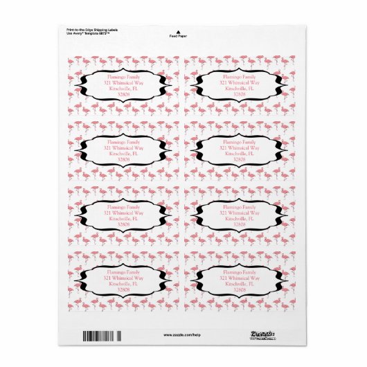 Trendy Flamingo Patroon Etiket (Full Sheet)