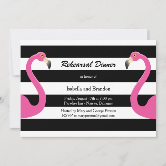 Trendy Flamingo Rehearsal Dinner Invitation Kaart (Voorkant)