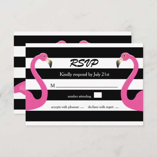 Trendy Flamingo Wedding RSVP (Voorkant / Achterkant)