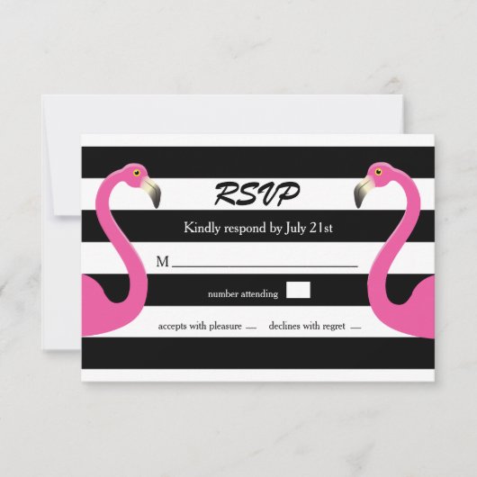 Trendy Flamingo Wedding RSVP Kaartje (Voorkant)