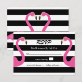Trendy Flamingo Wedding RSVP Kaartje (Voorkant / Achterkant)