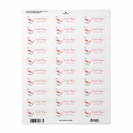 Trendy Flamingos, White Address Label (Full Sheet)