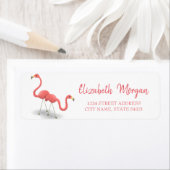 Trendy Flamingo's, Witte Adreslabel Etiket (Insitu)