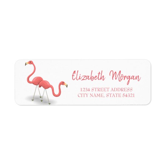 Trendy Flamingo's, Witte Adreslabel Etiket (Voorkant)